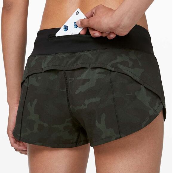Lululemon Speed Up Short 2.5" Incognito Camo Multi Green Black Women's Sz 4 EUC - Picture 5 of 10